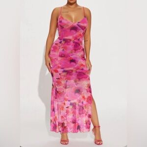 Fashion Nova / Analise Floral Mesh Maxi Dress / Pink